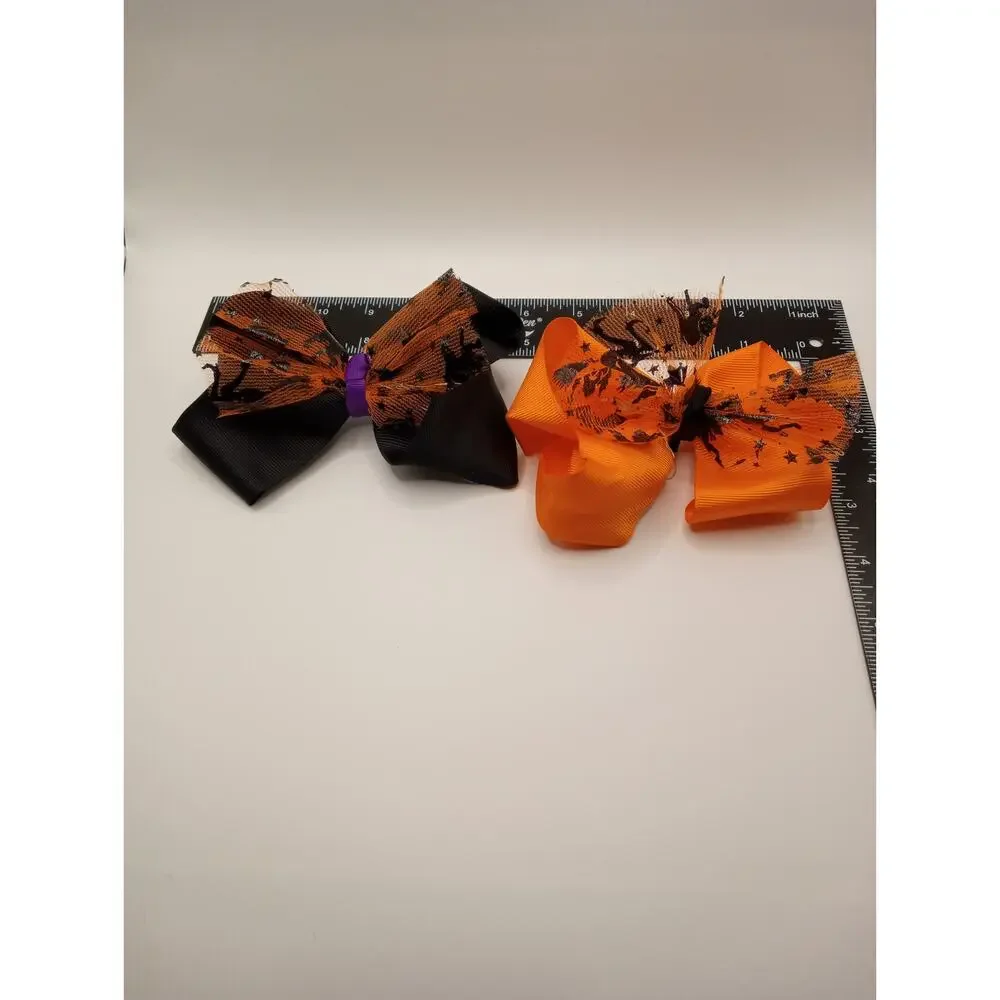 2 Light Up Halloween Bows Black Bow/Orange Bow 1018-19